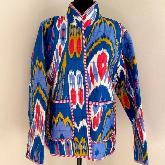 BRAND NEW Handmade Ikat Quilted Jacket – Reversible Cotton Boho Coat with Pocket - Picture 3 of 6